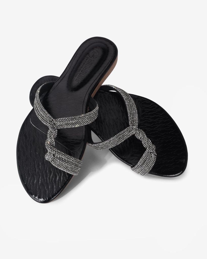 Dép Xẹp Hạnh Dung Quai Xỏ Ngón Đan Chéo HD02249AB