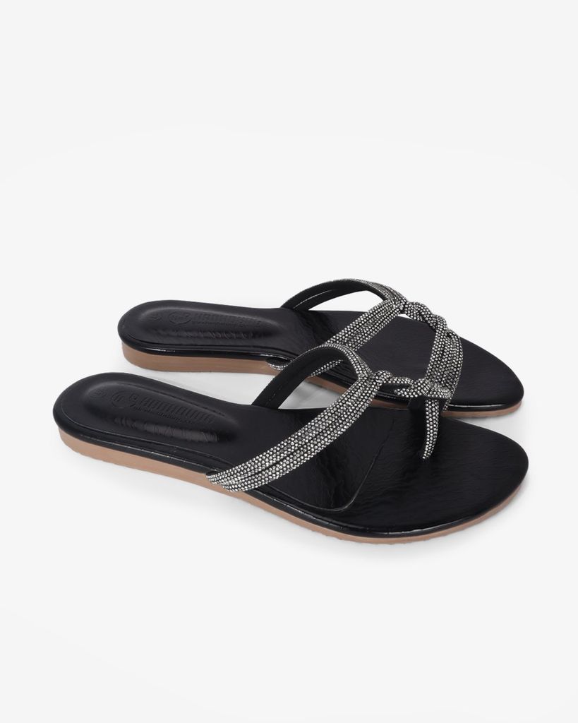 Dép Xẹp Hạnh Dung Quai Xỏ Ngón Đan Chéo HD02249AB