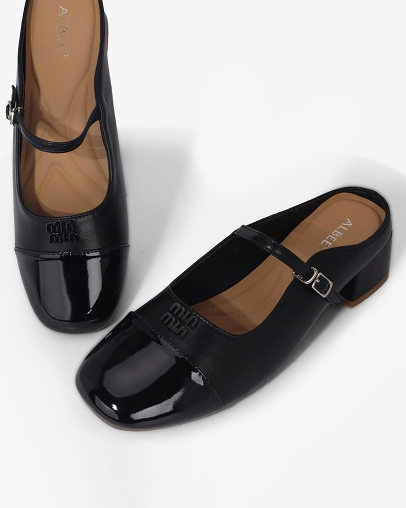 Dép Bít Mũi Albee Phối Mũi Si Bóng HD0286TQ