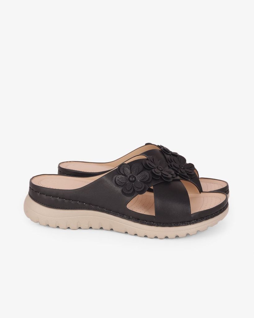 Dép Đế Xuồng Hạnh Dung Quai Đan Chéo Đính Hoa HD0327AC