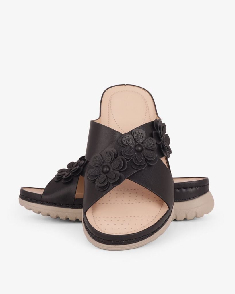 Dép Đế Xuồng Hạnh Dung Quai Đan Chéo Đính Hoa HD0327AC