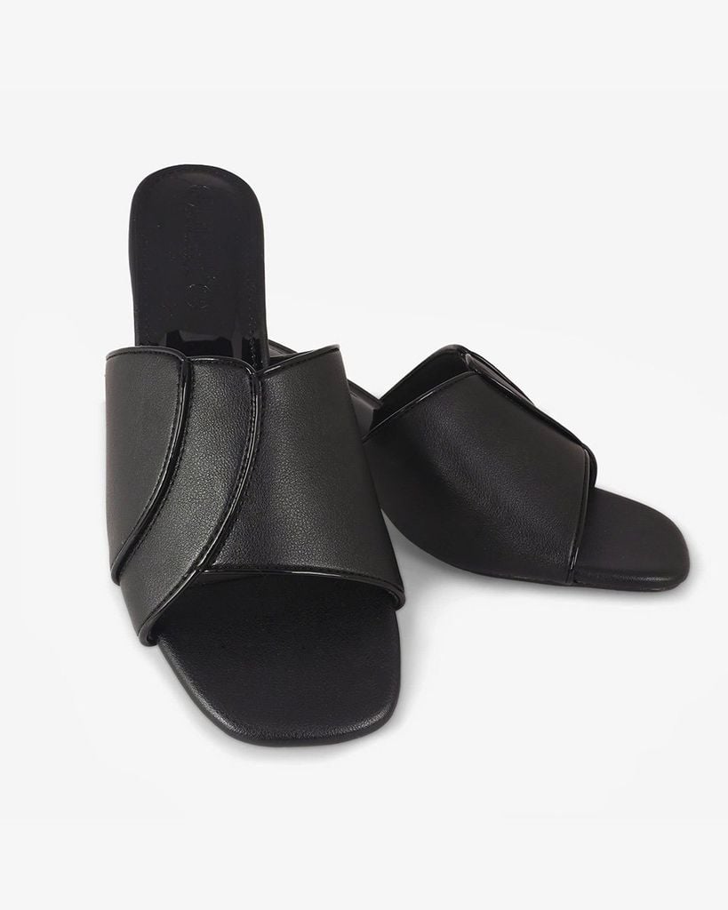 Dép Cao Gót Hạnh Dung Quai Ngang Bản Lớn Gót Mica HD041013AD