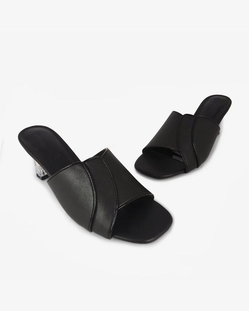 Dép Cao Gót Hạnh Dung Quai Ngang Bản Lớn Gót Mica HD041013AD