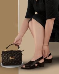 Sandal Cao Gót Hạnh Dung Quai Lớn Hậu Thun HD041014AD