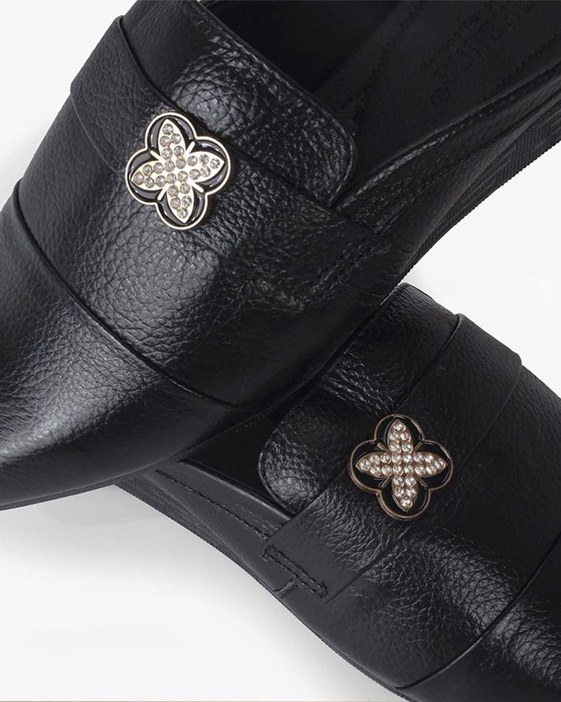 Dép Bít Mũi Hạnh Dung Da Đính Hoa Ngọc HD041028AD