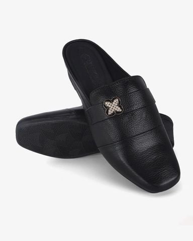 Dép Bít Mũi Hạnh Dung Da Đính Hoa Ngọc HD041028AD