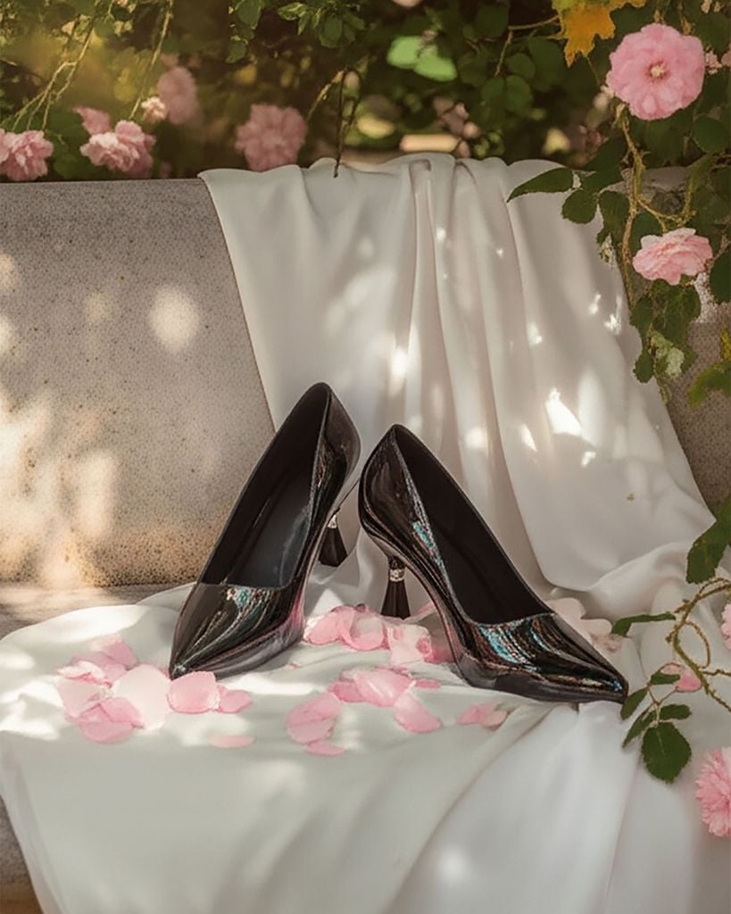 Giày Cao Gót Hạnh Dung Da Kim Tuyến HD041041AD