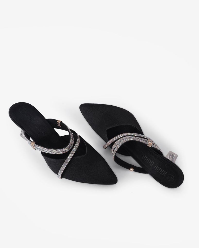 Giày Sandal Hạnh Dung Quai Đôi Bản Mảnh Đính Đá HD041065AD