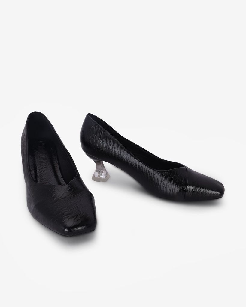 Giày Cao Gót Hạnh Dung Vân Đá Bản Đắp Mũi Vuông HD041067AD