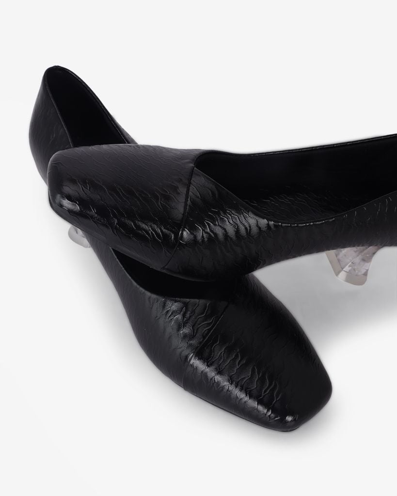 Giày Cao Gót Hạnh Dung Vân Đá Bản Đắp Mũi Vuông HD041067AD