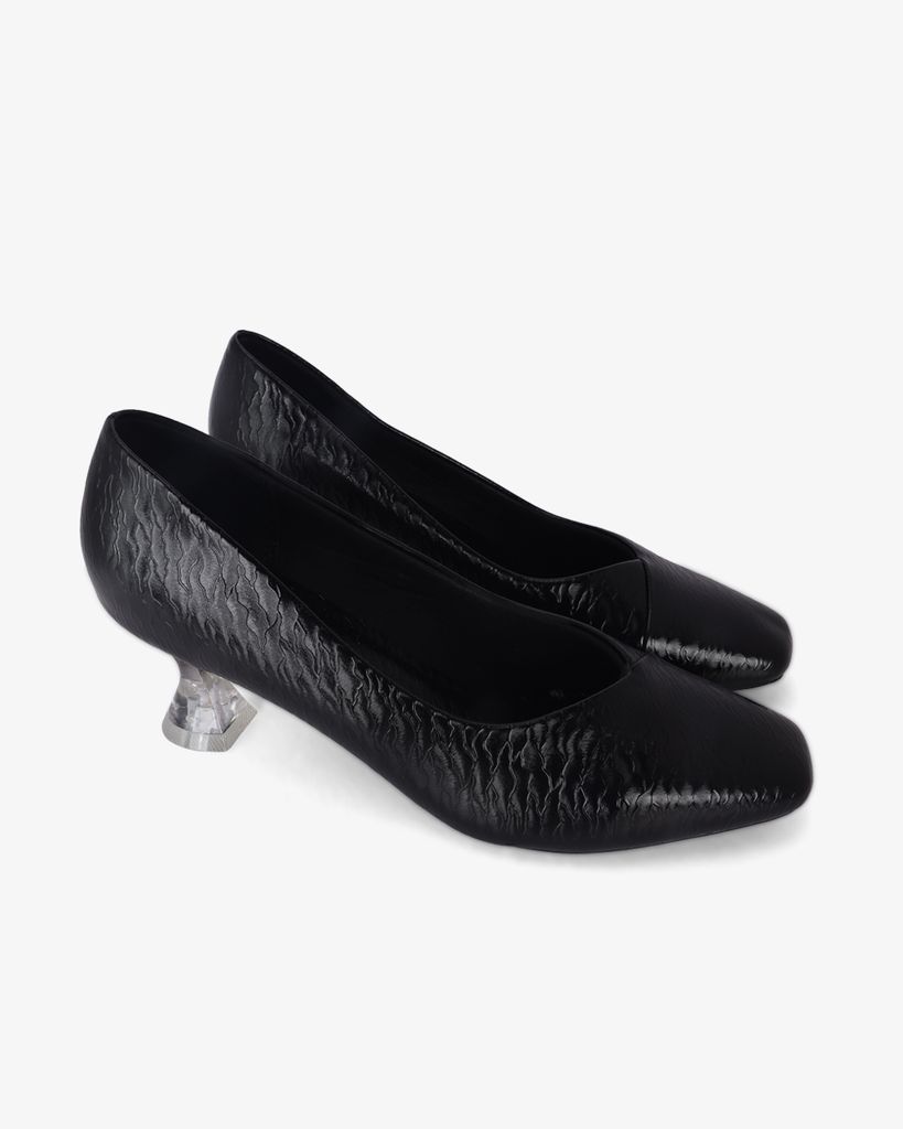 Giày Cao Gót Hạnh Dung Vân Đá Bản Đắp Mũi Vuông HD041067AD