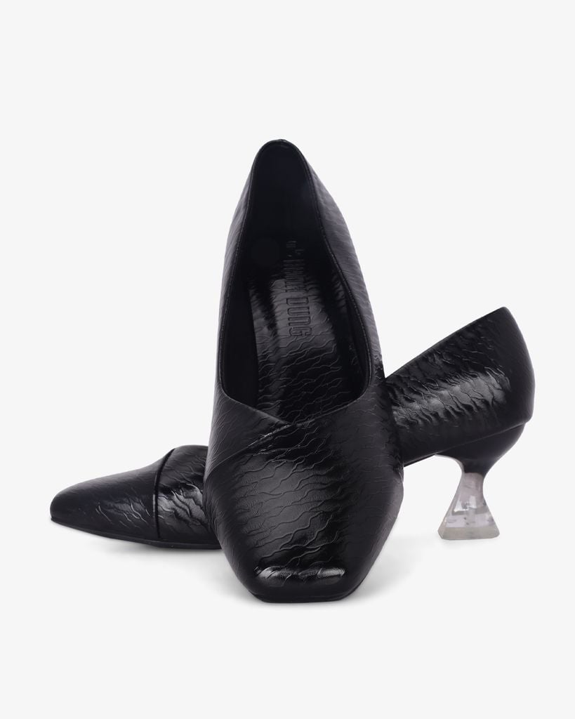 Giày Cao Gót Hạnh Dung Vân Đá Bản Đắp Mũi Vuông HD041067AD