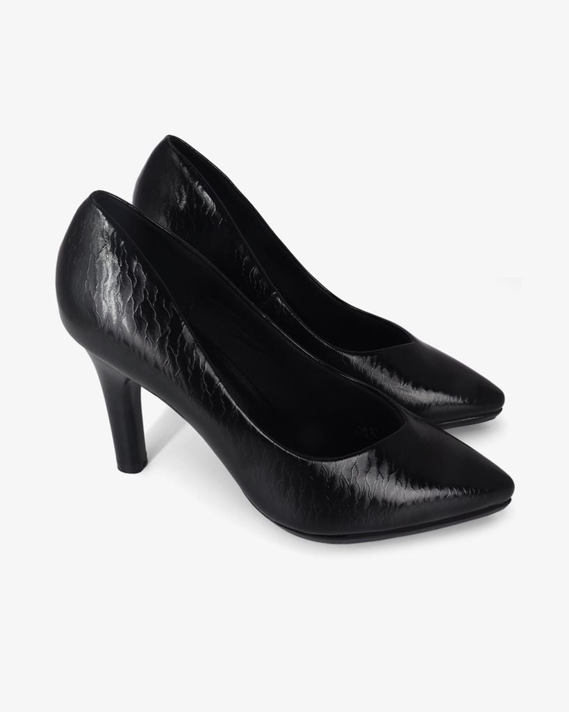 Giày Cao Gót Hạnh Dung Vân Đá Mũi Nhọn Cổ Tim HD041078AD