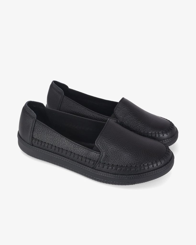 Giày Mọi Hạnh Dung Da Trơn May Chỉ Nổi HD041090AD