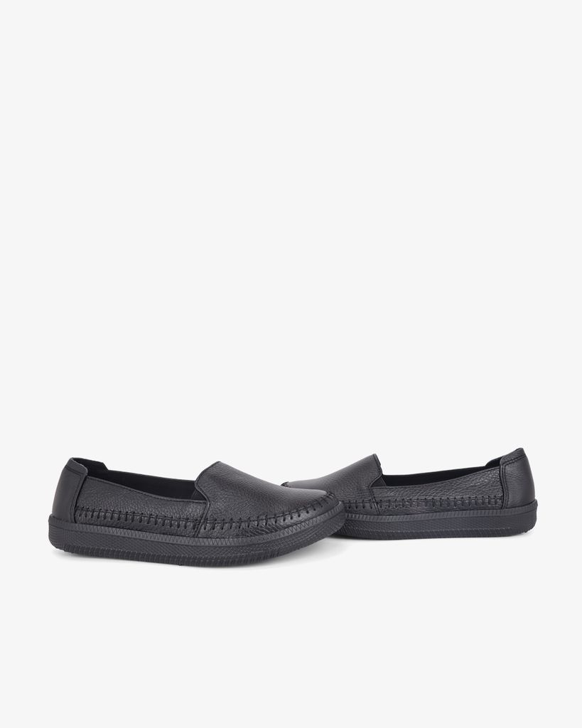 Giày Mọi Hạnh Dung Da Trơn May Chỉ Nổi HD041090AD