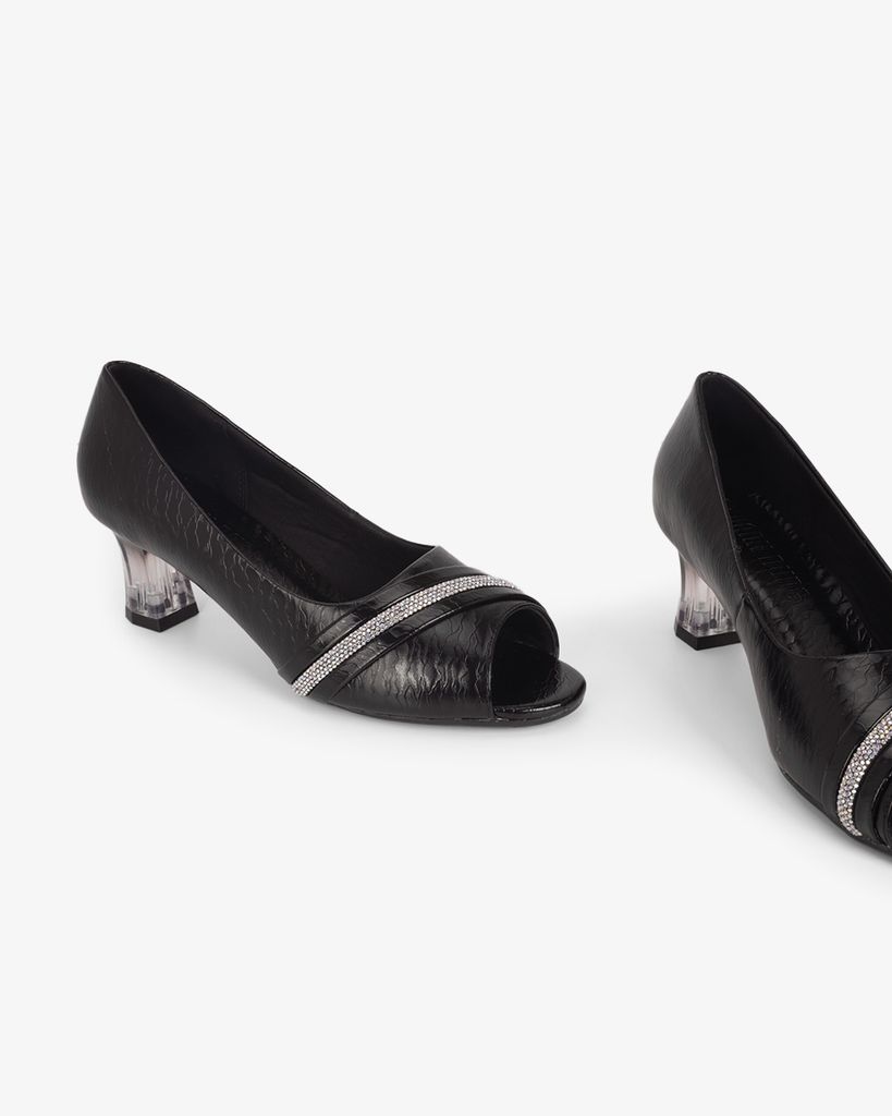 Giày Cao Gót Hạnh Dung Hở Mũi Xoàn Ngang HD041105AD