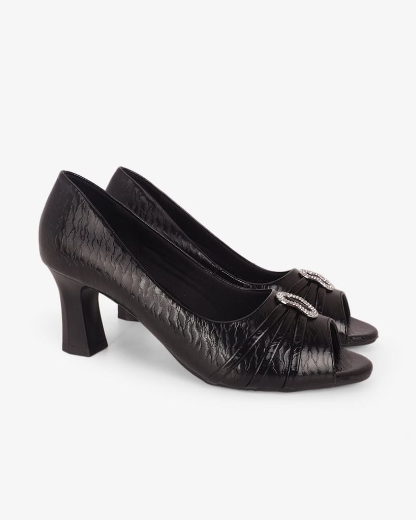 Giày Cao Gót Hạnh Dung Hở Mũi Xoàn Oval HD041106AD