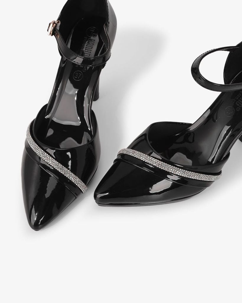 Giày Sandal Cao Gót Hạnh Dung Bít Mũi Xoàn Chéo HD041110AD