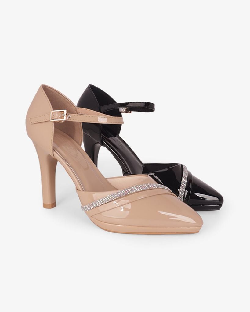 Giày Sandal Cao Gót Hạnh Dung Bít Mũi Xoàn Chéo HD041110AD