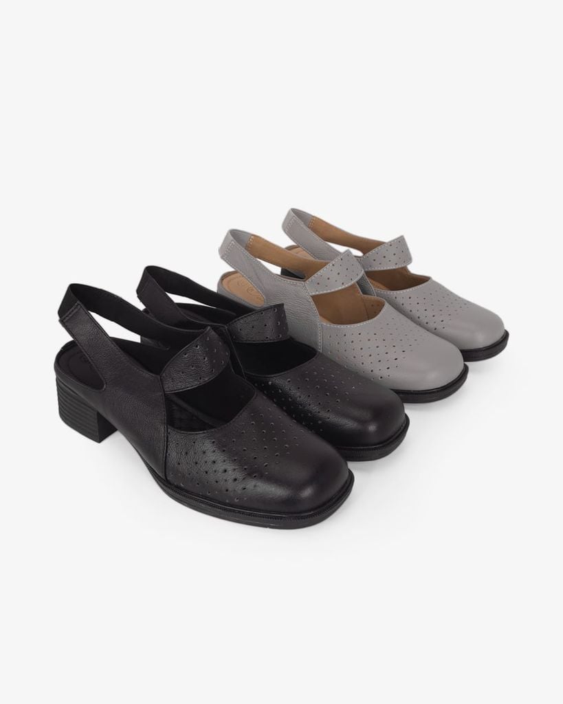 Giày Sandal Cao Gót Hạnh Dung Da Đục Lỗ HD041115AD