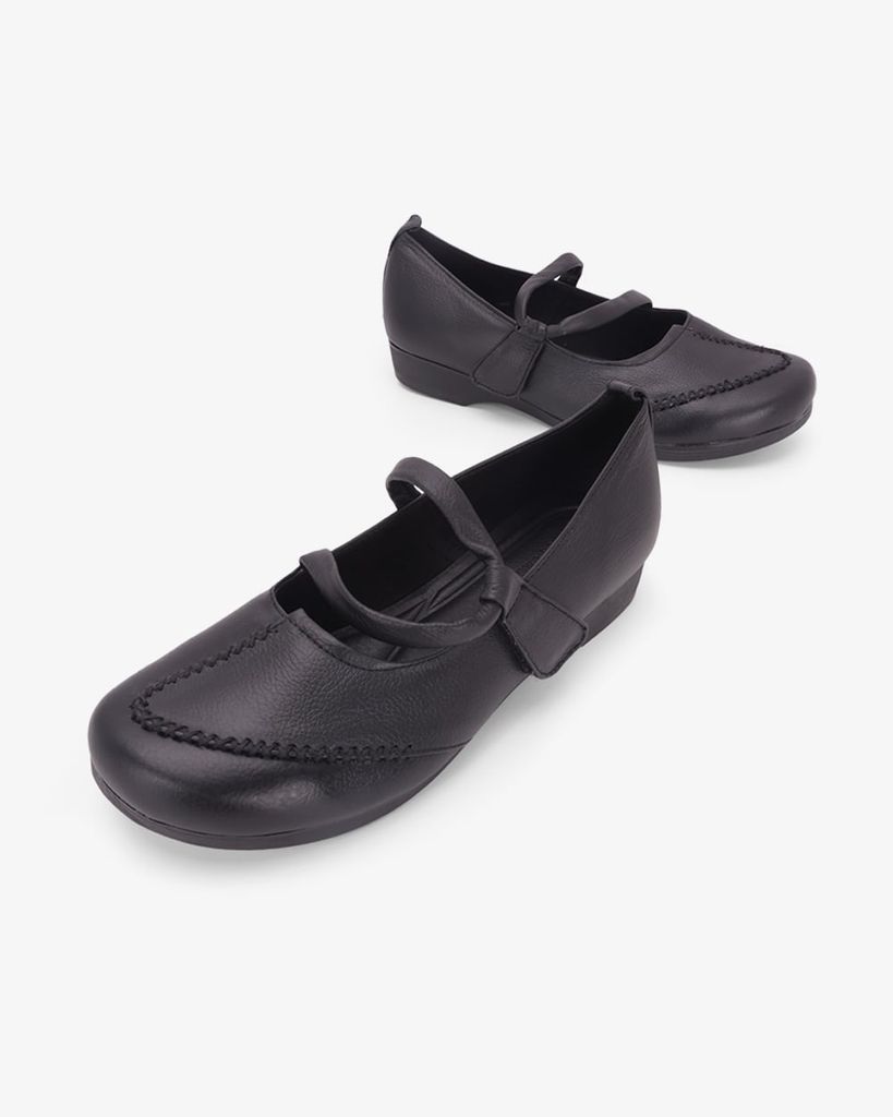 Giày Búp Bê Hạnh Dung Quai Da Vân HD041134AD