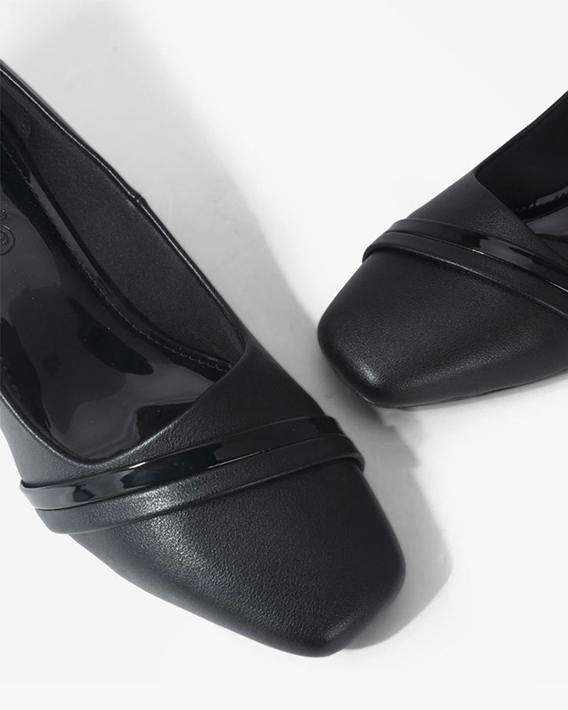 Giày Cao Gót Hạnh Dung Mũi Vuông Gót Viền Vàng HD04988AD