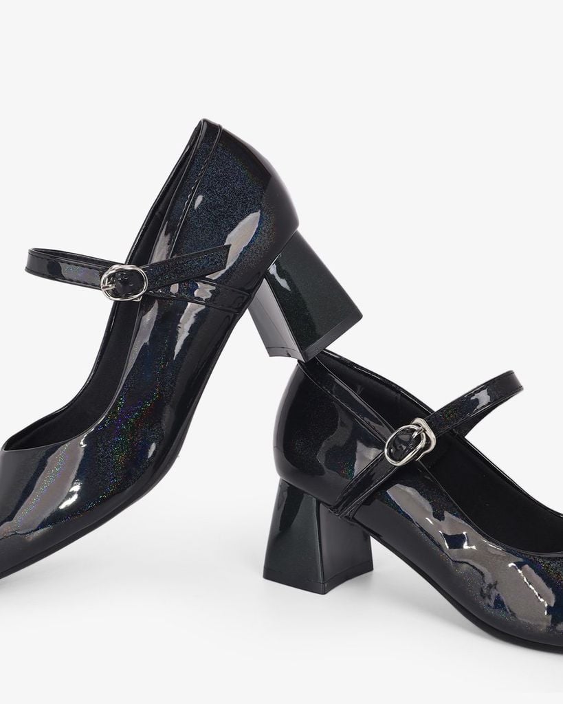 Giày Cao Gót Hạnh Dung Da Bóng Kim Tuyến HD0658BA