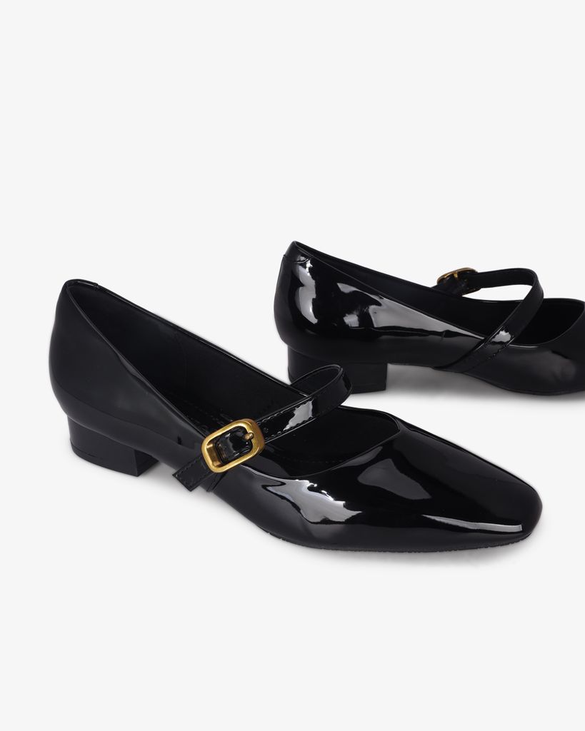 Giày Búp Bê Hạnh Dung Mũi Vuông Trơn Khóa Vàng HD0932AS