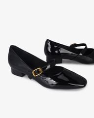 Giày Búp Bê Hạnh Dung Mũi Vuông Trơn Khóa Vàng HD0932AS