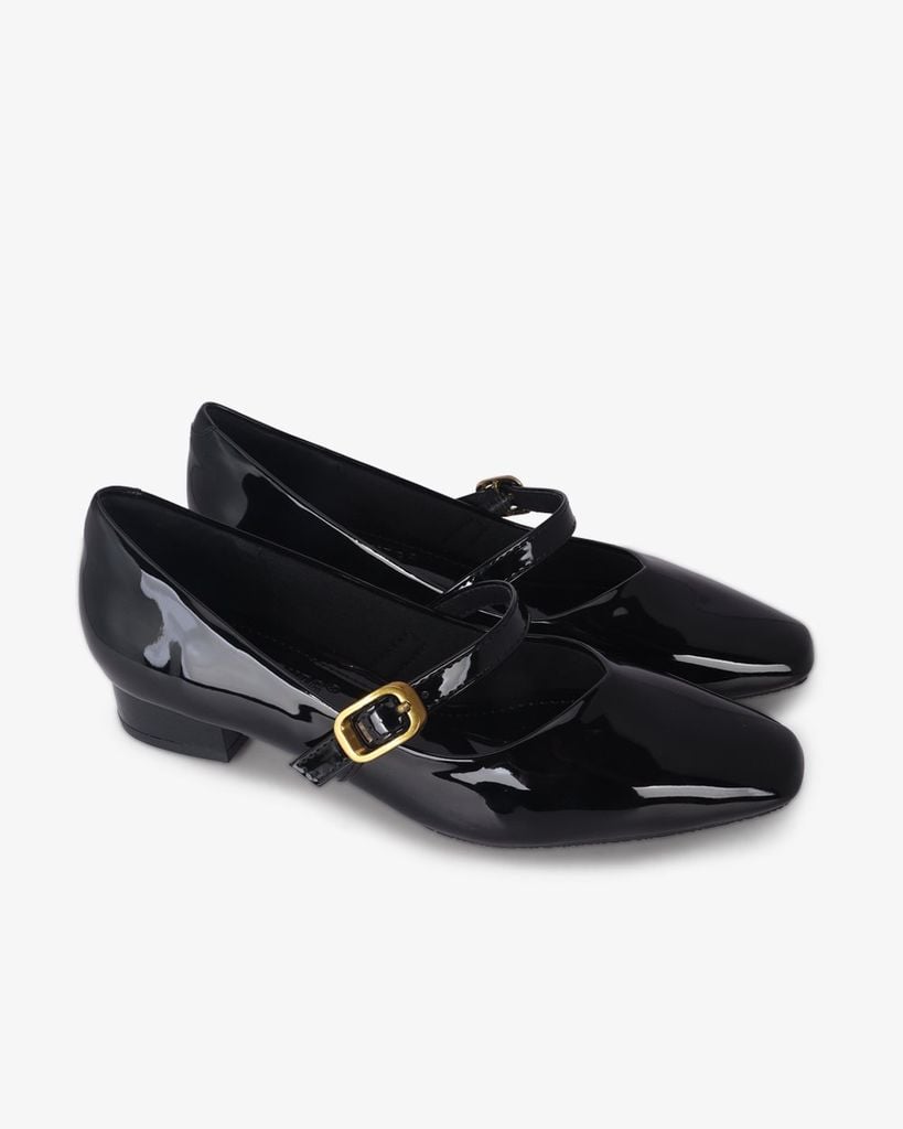 Giày Búp Bê Hạnh Dung Mũi Vuông Trơn Khóa Vàng HD0932AS