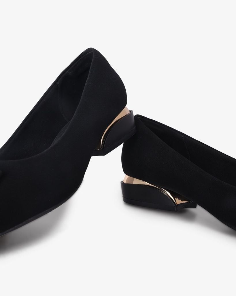 Giày Búp Bê Hạnh Dung Khóa Vuông Viền Vàng HD0933AS