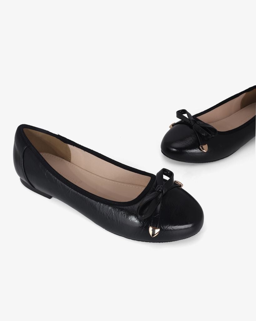 Giày Búp Bê Hạnh Dung Nơ Nút Mạ Vàng HD0936AS