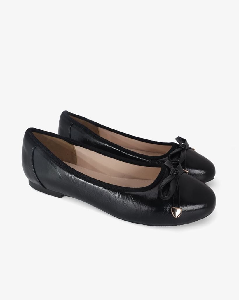 Giày Búp Bê Hạnh Dung Nơ Nút Mạ Vàng HD0936AS