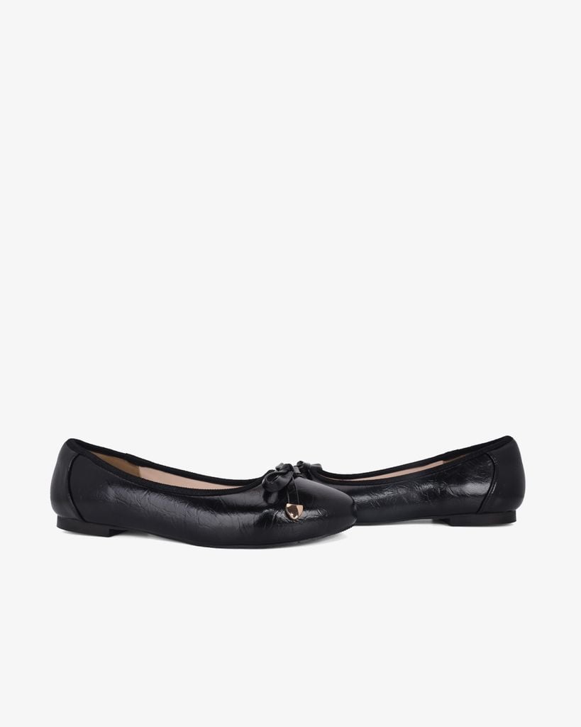 Giày Búp Bê Hạnh Dung Nơ Nút Mạ Vàng HD0936AS