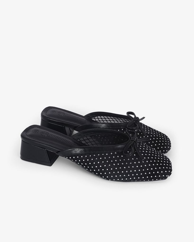 Dép Bít Mũi Hạnh Dung Lưới Nơ Mảnh HD0941AS