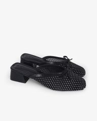 Dép Bít Mũi Hạnh Dung Lưới Nơ Mảnh HD0941AS