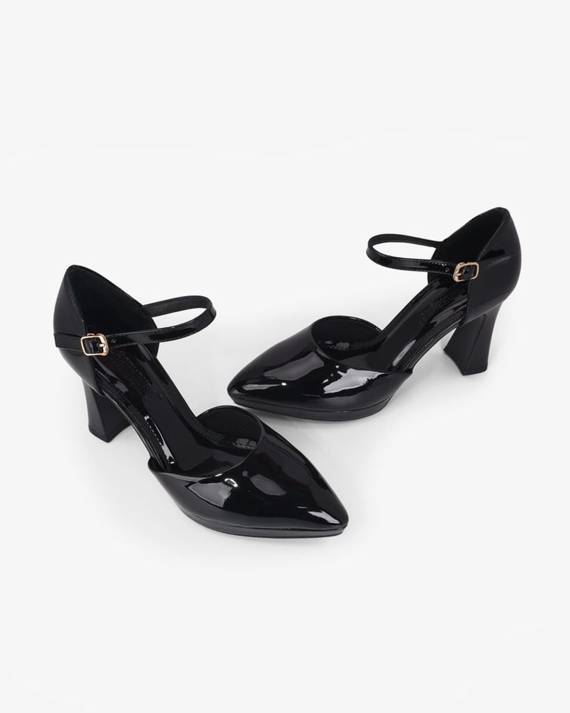 Giày Sandal Hạnh Dung Bít Mũi Da Bóng HD0945AS