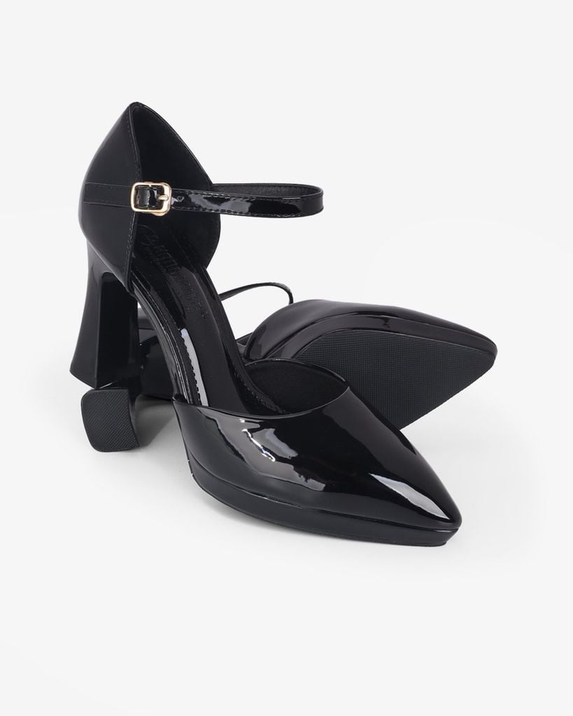 Giày Sandal Hạnh Dung Bít Mũi Da Bóng HD0945AS