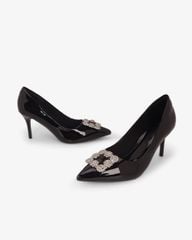 Giày Cao Gót Hạnh Dung Khóa Vuông Bông Tuyết HD0949AS