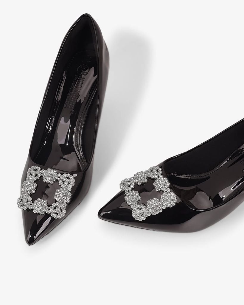 Giày Cao Gót Hạnh Dung Khóa Vuông Bông Tuyết HD0949AS