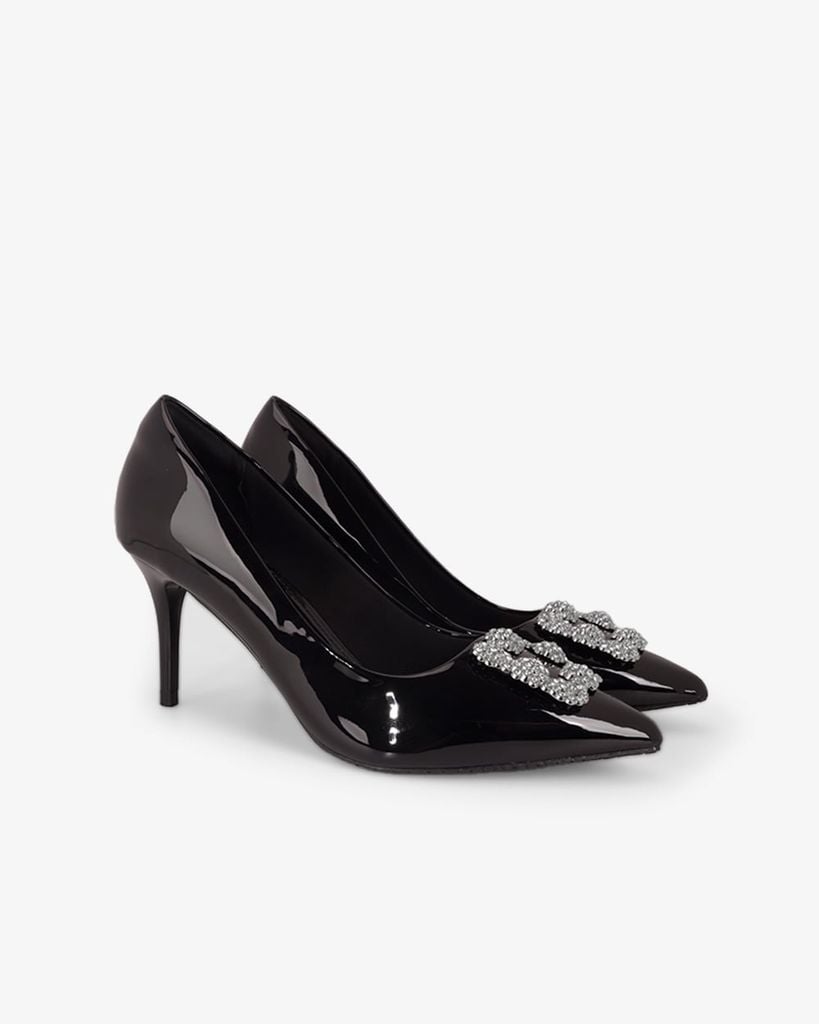 Giày Cao Gót Hạnh Dung Khóa Vuông Bông Tuyết HD0949AS