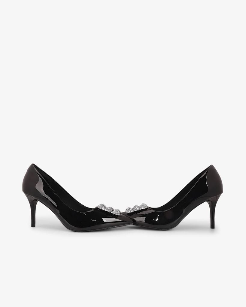 Giày Cao Gót Hạnh Dung Khóa Vuông Bông Tuyết HD0949AS