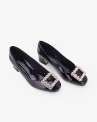 Giày Cao Gót Hạnh Dung Khóa Hoa Vuông HD0954AS