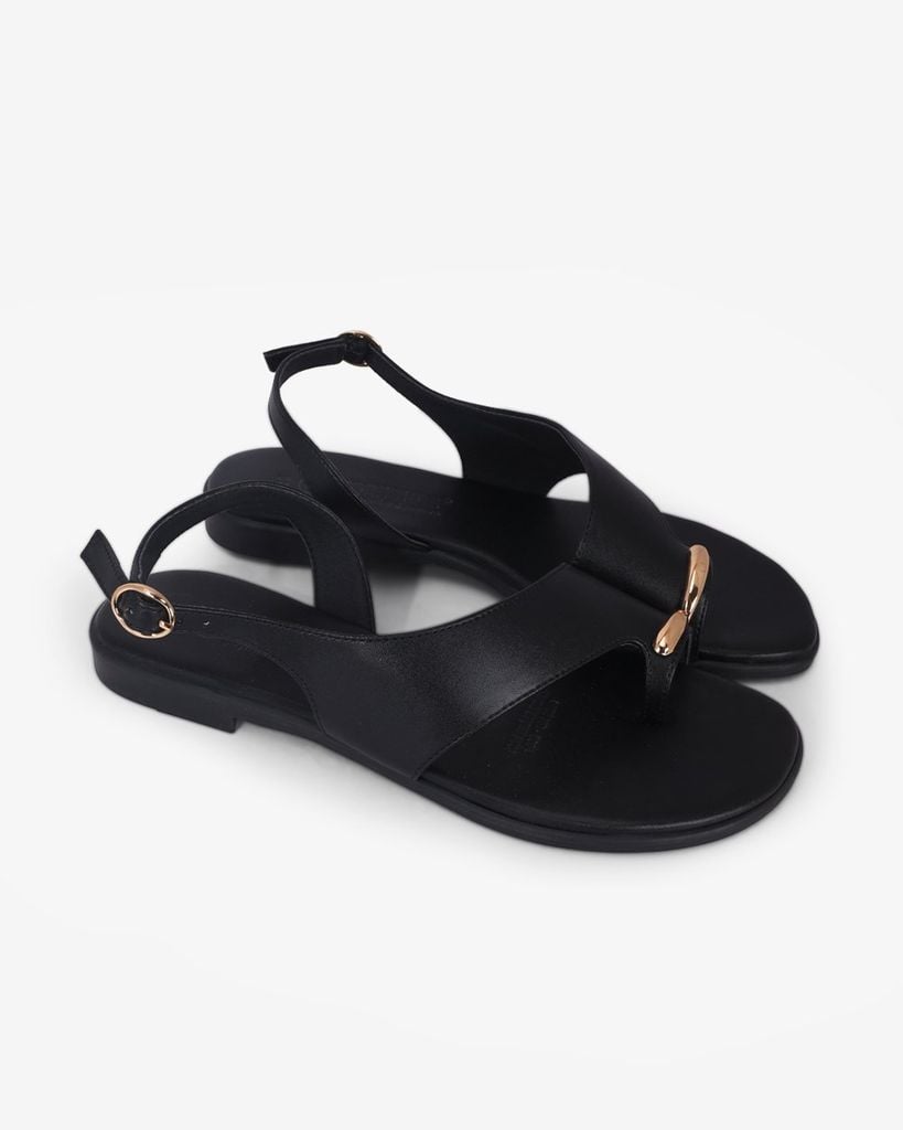 Sandal Xẹp Hạnh Dung Xỏ Ngón Khóa Vàng HD1074BN