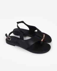 Sandal Xẹp Hạnh Dung Xỏ Ngón Khóa Vàng HD1074BN
