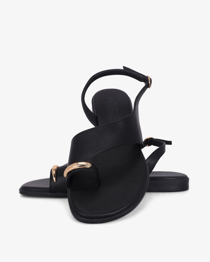 Sandal Xẹp Hạnh Dung Xỏ Ngón Khóa Vàng HD1074BN