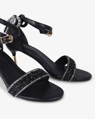 Sandal Cao Gót Hạnh Dung Bít Hậu Nơ Xoàn HD1111AV