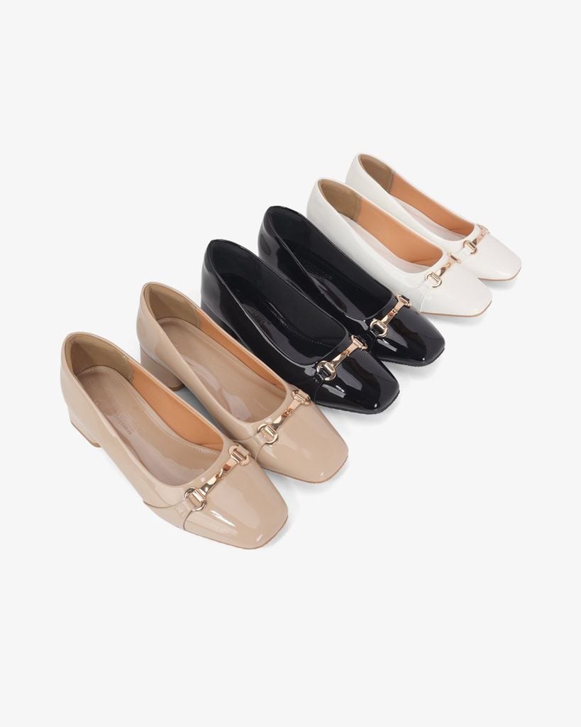 Giày Cao Gót Hạnh Dung Mũi Vuông Khóa Xích HD11144AV