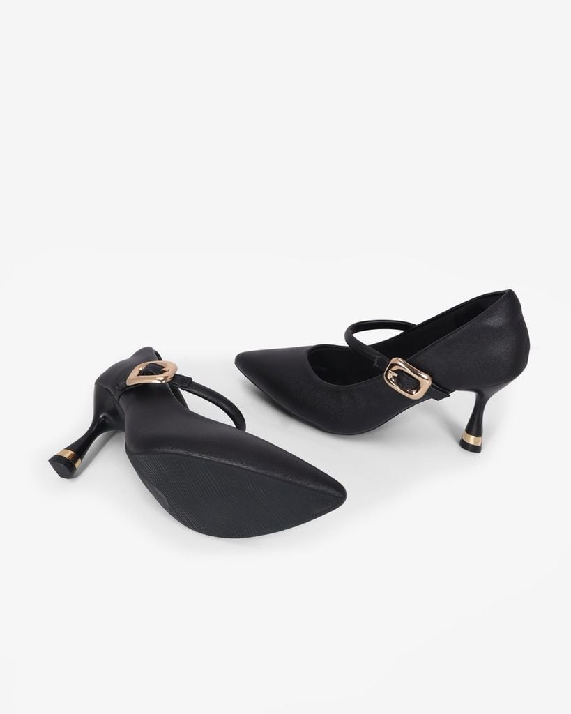 Giày Cao Gót Hạnh Dung  Cổ Tim Trơn Mũi Nhọn HD11145AV