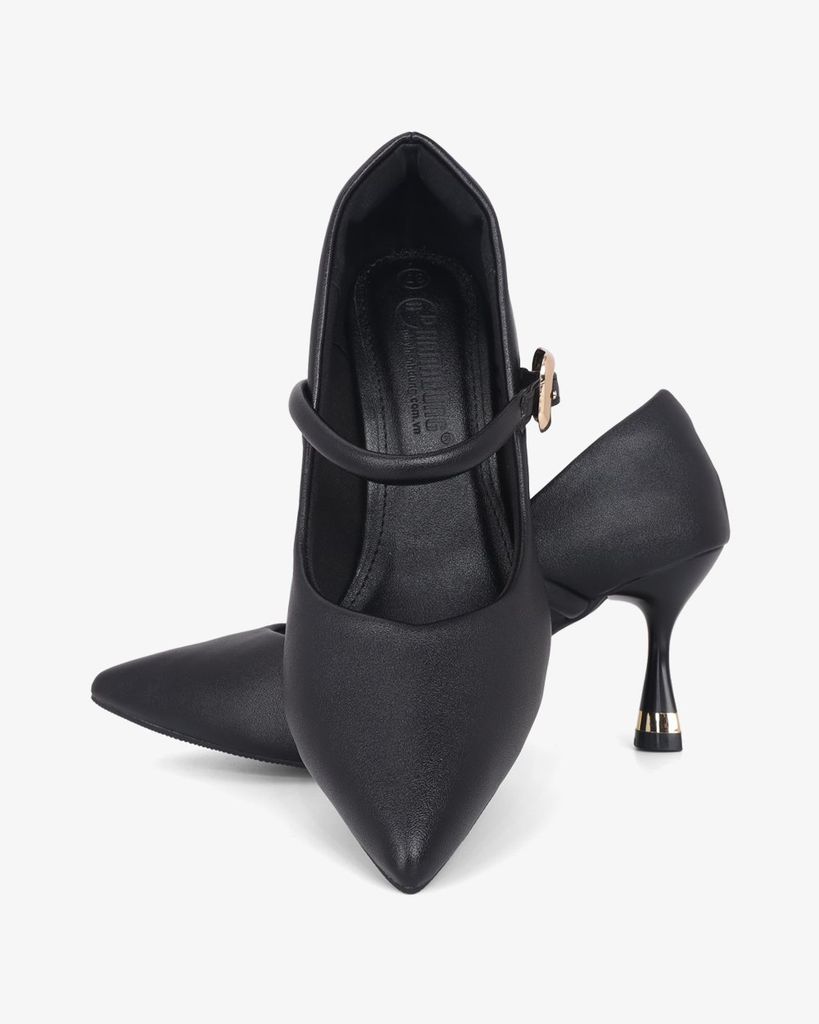 Giày Cao Gót Hạnh Dung  Cổ Tim Trơn Mũi Nhọn HD11145AV